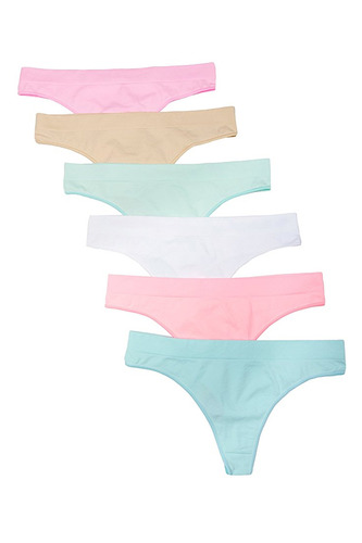 [해외배송]Kalon Women&#039;s Nylon Spandex Thong Underwear(6P Set/4 Colors)